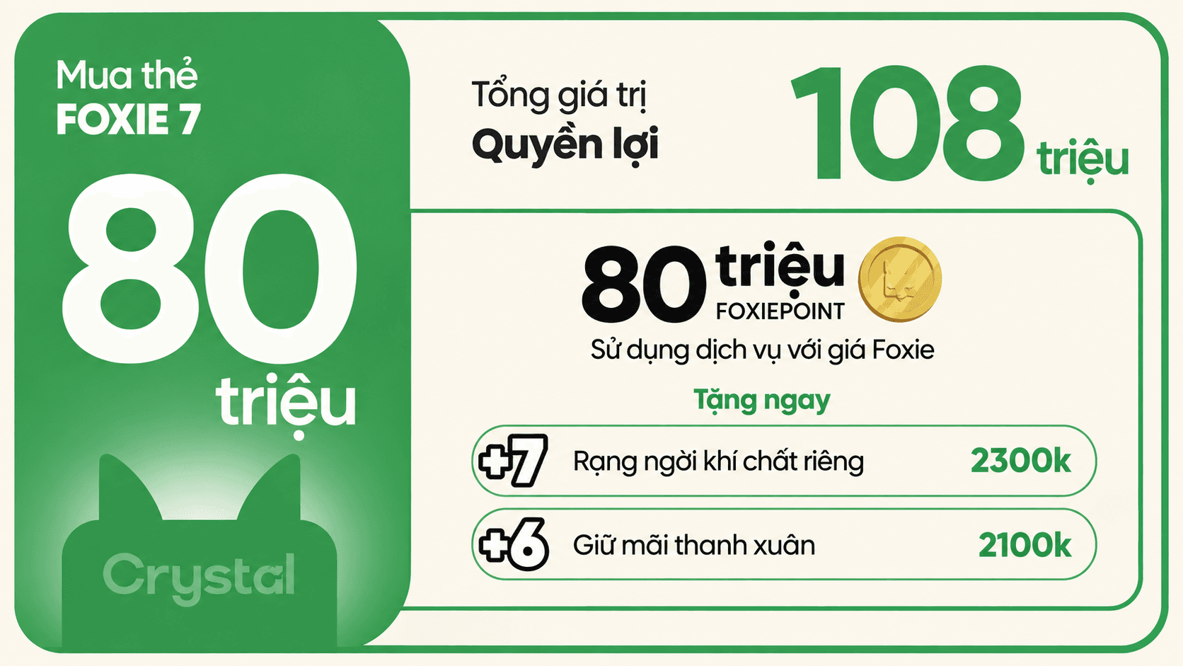 Foxie Crystal 80 triệu